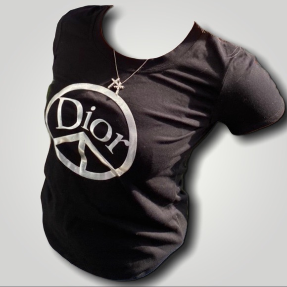 Dior Tops - SOLD 📣 Dior Silver Peace Sign Christian Dior Black Graphic T-shirt